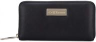 women's calfskin leather rfid blocking zip around wallet - black logo