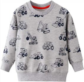 img 4 attached to Toddler Boys Sweatshirts Fashion Long Sleeve Truck Dinosaur Crewneck Kids Tops