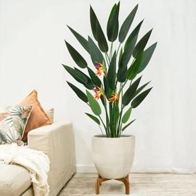 img 1 attached to Large Artificial Bird Of Paradise Plant - 5.25FT Faux Canna Lily Tree With 28 Trunks And 3 Flowers, Perfect Fake Plant For Indoor Home, Office, Or Garden Modern Decor - GTIDEA