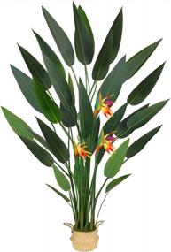 img 4 attached to Large Artificial Bird Of Paradise Plant - 5.25FT Faux Canna Lily Tree With 28 Trunks And 3 Flowers, Perfect Fake Plant For Indoor Home, Office, Or Garden Modern Decor - GTIDEA