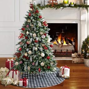 img 3 attached to Стильная юбка для рождественской елки ручной работы - наслаждайтесь Рождеством с 54-дюймовым черно-белым рисунком в клетку EDLDECCO в клетку Buffalo