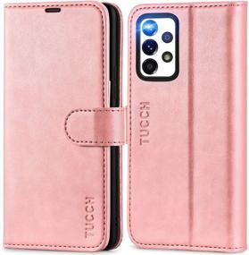 img 4 attached to TUCCH Galaxy A53 5G Wallet Case With Magnetic Closure, RFID Blocking And TPU Shockproof Interior - Rose Gold Leather Flip Cover With Card Holder And Stand, Compatible With 6.5-Inch 2022 Galaxy A53