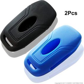 img 2 attached to 2Pcs DOBREV Silicone 4 Buttons Smart Key Case Cover Skin Fob Holder For FORD Ford F-Series F-150 2017 2018 Ford F-Series F-250 F-350 F-450 F-550 Flip Key Fob Remote With Start Button (Black And Blue)