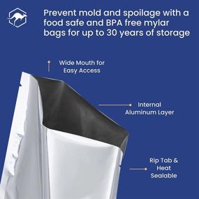 img 1 attached to 50 Bundle Pack Of 1-Gallon Wallaby Mylar Bags For Safe And Long Term Food Storage - Heat Sealable And Food Safe