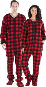 img 4 attached to Cozy Up In Our Soft Fleece Footed Onesies For Men And Women - Available In Solid Colors And Buffalo Plaid!