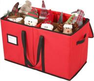600d canvas xmas figurine storage box - keeps 8 holiday figurines 15 inches & adjustable extent area for decorations accessories logo