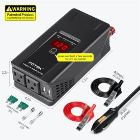 img 3 attached to 💡 POTEK 500W Power Inverter with Dual AC Outlets and USB Ports - Convert DC 12V to 110V AC for Tablets, Laptops, and Smartphones