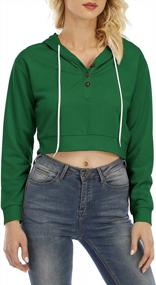 img 2 attached to Women'S Long Sleeve Cropped Hoodie Pullover Crop Top Deep V Neck Sweatshirt