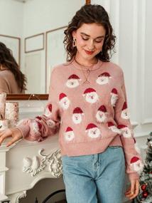 img 3 attached to Comfy Crewneck Long Sleeve Knitted Christmas Pattern Sweater For Women By Miessial