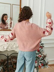 img 1 attached to Comfy Crewneck Long Sleeve Knitted Christmas Pattern Sweater For Women By Miessial