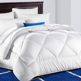 img 4 attached to TEKAMON Luxury Cal King Comforter - All Season Down Alternative Duvet Insert With Corner Tabs, Reversible And Machine Washable - Winter Warm And Soft For Hotel-Like Comfort - White (104" X 96")