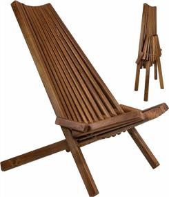 img 4 attached to CleverMade Tamarack Folding Wooden Outdoor Chair - Stylish And Functional Acacia Wood Lounge Chair For Your Outdoor Space