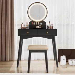 img 4 attached to Get Ready In Style: Furmax Vanity Desk With Lighted Mirror And Storage Drawers