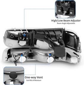 img 1 attached to Фары в сборе DWVO с фонарями бампера, совместимые с 1999-2002 Chevy Silverado / 2000-2006 Tahoe Suburban Фара с хромированным корпусом, прозрачный отражатель