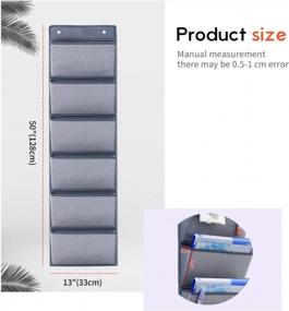 img 3 attached to Onlyeasy Wall Mount Hanging File Folders - Over Door Hanging Storage Organizer Magazine Storage Holders For Notebooks Planners, 50" X 13”, 6 Pockets Grey, 8MXDZ06C