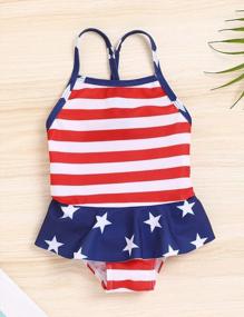 img 3 attached to Baby Girls' 4Th Of July One Piece Swimsuits With Star And Stripes Pattern - Adorable Swimwear For Independence Day Celebration