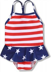 img 4 attached to Baby Girls' 4Th Of July One Piece Swimsuits With Star And Stripes Pattern - Adorable Swimwear For Independence Day Celebration