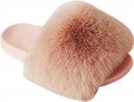 gegefur women's faux fur slides: comfortable and stylish indoor/outdoor slip-on sandals with fluffy, open-toe design logo