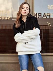 img 2 attached to LONGYUAN Womens Spring Long Sleeve Fuzzy Hoodies Warm Fleece Pullover Sweaters Winter Zipped Up With Pocket
