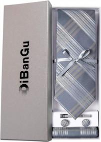 img 2 attached to DiBanGu Men'S Plaid Silk Tie Set With Pocket Square, Cufflinks, And Tie Clip For Weddings And Business Events