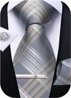 dibangu men's plaid silk tie set with pocket square, cufflinks, and tie clip for weddings and business events logo
