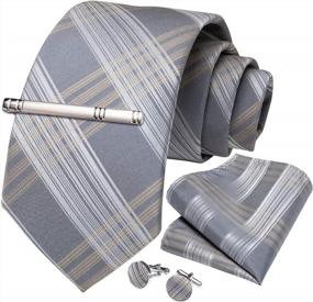 img 3 attached to DiBanGu Men'S Plaid Silk Tie Set With Pocket Square, Cufflinks, And Tie Clip For Weddings And Business Events