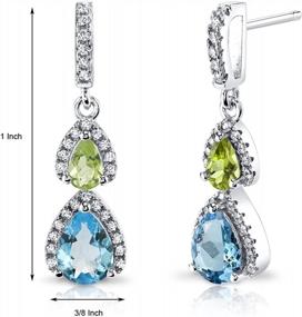 img 2 attached to 925 Sterling Silver Double Teardrop Dangle Earrings With Peora Swiss Blue Topaz & Peridot Gemstones - Natural Birthstones With 2 Carat Total Pear Shape & Friction Backs For Women