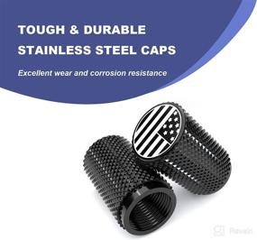 img 3 attached to Steel Hawk Precision CNC Machined Stainless Steel American Flag Valve Caps for Cars - Heavy-Duty, Airtight Seal, Textured Design, Screw-On, Dust-Proof – 4 Pack