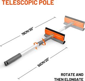img 2 attached to Eazer Pro Multi-Purpose Rotatable Squeegee Window Cleaner Kit with Extendable Pole (20''-30''). Long Handle Window Cleaning Tool for Gas Station, Glass, Shower, Windshield