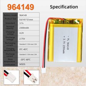 img 1 attached to High Capacity 3.7V 2300MAh Lithium Polymer Rechargeable Battery Pack With JST Connector - AKZYTUE 964149