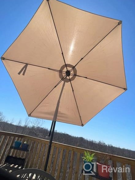 img 1 attached to FRUITEAM 10Ft Offset Patio Cantilever Umbrella With Crank & Cross Bar, Outdoor Market Umbrella Waterproof UV Protection UPF50+ For Garden/Pool/Backyard review by Kyam Deriphonse