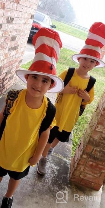 img 1 attached to Cat In The Hat Plush Costume With Red And White Striped Hat Inspired By Dr. Seuss review by Dean Pinheiro