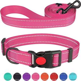 img 4 attached to Enhanced Safety: Reflective Dog Collar and Leash Set with Adjustable Nylon Pet 🐾 Collars and Safety Locking Buckle - Ideal for Small, Medium, and Large Dogs (4 Sizes)