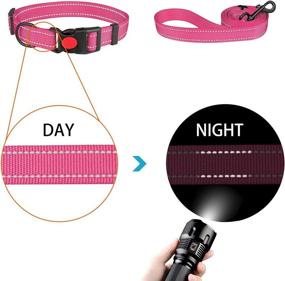 img 1 attached to Enhanced Safety: Reflective Dog Collar and Leash Set with Adjustable Nylon Pet 🐾 Collars and Safety Locking Buckle - Ideal for Small, Medium, and Large Dogs (4 Sizes)