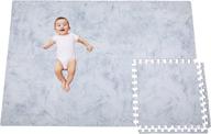 👶 stylish extra-large marble play mat - expandable, waterproof and non-toxic foam tiles - ideal for infants, toddlers, and kids - 4x6 feet - perfect for crawling, tummy time, and nursery floor playmat logo