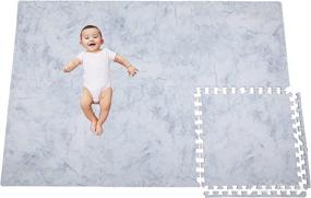 img 4 attached to 👶 Stylish Extra-Large Marble Play Mat - Expandable, Waterproof and Non-Toxic Foam Tiles - Ideal for Infants, Toddlers, and Kids - 4x6 Feet - Perfect for Crawling, Tummy Time, and Nursery Floor Playmat