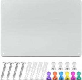 img 4 attached to 17.5’’ X 12'' Magnetic Metal Bulletin Board With 10 Push Pin Magnets And Hanging Hardware Kit