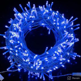 img 4 attached to 🎃 JOIEDOMI 300 LED Blue Halloween String Lights - 98.1FT Clear Wire, 8 Modes - Indoor/Outdoor Holiday Décor, Halloween Event Decoration, Haunted House Theme Party