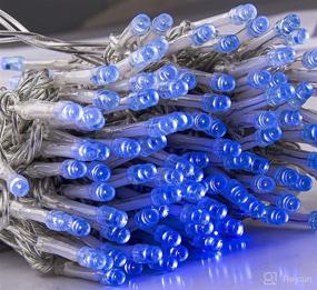 img 2 attached to 🎃 JOIEDOMI 300 LED Blue Halloween String Lights - 98.1FT Clear Wire, 8 Modes - Indoor/Outdoor Holiday Décor, Halloween Event Decoration, Haunted House Theme Party