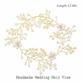 img 2 attached to Silver Crystal Hair Piece Accessories For Weddings - Edary Wedding Pearl Hair Vines Bridal Floral Headpiece