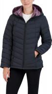 womens short quilted jacket with stretch fabric, water resistant, front zipper and hand pockets - 26 inch coat from hfx logo