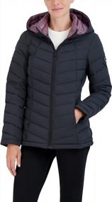 img 4 attached to Womens Short Quilted Jacket With Stretch Fabric, Water Resistant, Front Zipper And Hand Pockets - 26 Inch Coat From HFX