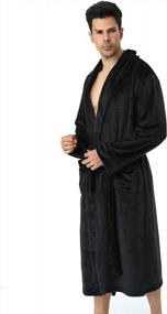 img 3 attached to Stay Cozy In Style With Our Mens Hooded Fleece Robes - Full Length Plush Bathrobe For Everyday Luxury