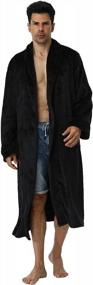 img 4 attached to Stay Cozy In Style With Our Mens Hooded Fleece Robes - Full Length Plush Bathrobe For Everyday Luxury