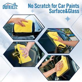 img 2 attached to 🧽 HOMEXCEL 6 Pack Microfiber Towels for Car - Premium Cleaning Cloth Lint Free, Scratch Free, Strong Water Absorption - Ideal for Household, Auto Detailing, Windows, Drying Towel - 16" x 24