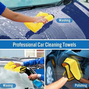 img 1 attached to 🧽 HOMEXCEL 6 Pack Microfiber Towels for Car - Premium Cleaning Cloth Lint Free, Scratch Free, Strong Water Absorption - Ideal for Household, Auto Detailing, Windows, Drying Towel - 16" x 24