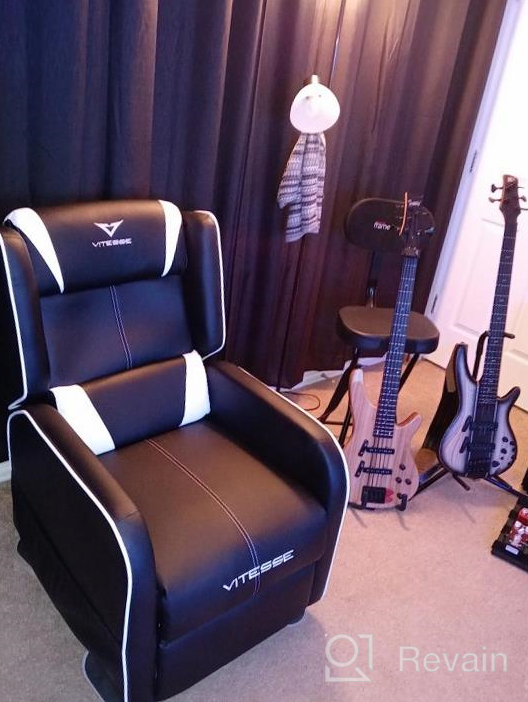 img 1 attached to Ergonomic Racing Style Gaming Recliner Chair, Single PU Leather Home Theater Seat With Modern Reclining Design For Living Room Or Gaming Room (Red) review by Jana Bramlage