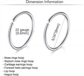 img 3 attached to 22G 20G 18G Cartilage Hoop Earring: MODRSA Nose Rings, Helix & Tragus Hoops For Small Thin Piercings