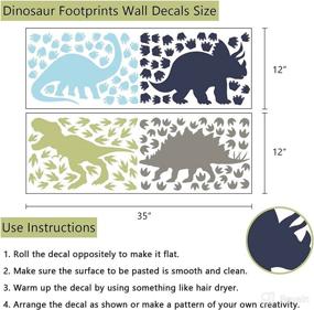 img 3 attached to 🦕 Yovkky Dinosaur Footprint Wall Decal for Boys - Peel and Stick DIY Dino Animal Paw Track Wall Sticker for Nursery, Blue Grey Decor - Home Baby Shower Room Decoration, Kid Toddler Bedroom Playroom Art, Party Supply Gift