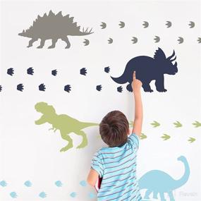 img 2 attached to 🦕 Yovkky Dinosaur Footprint Wall Decal for Boys - Peel and Stick DIY Dino Animal Paw Track Wall Sticker for Nursery, Blue Grey Decor - Home Baby Shower Room Decoration, Kid Toddler Bedroom Playroom Art, Party Supply Gift